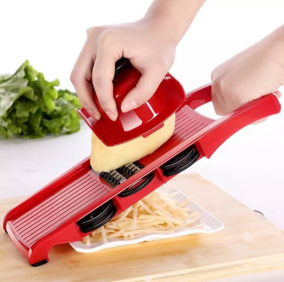 10 In 1 Mandoline Slicer Vegetable Cutter With Stainless Steel Blade Manual Potato Peeler Carrot Cheese Grater Dicer Kitchen Tool-Pink With Box