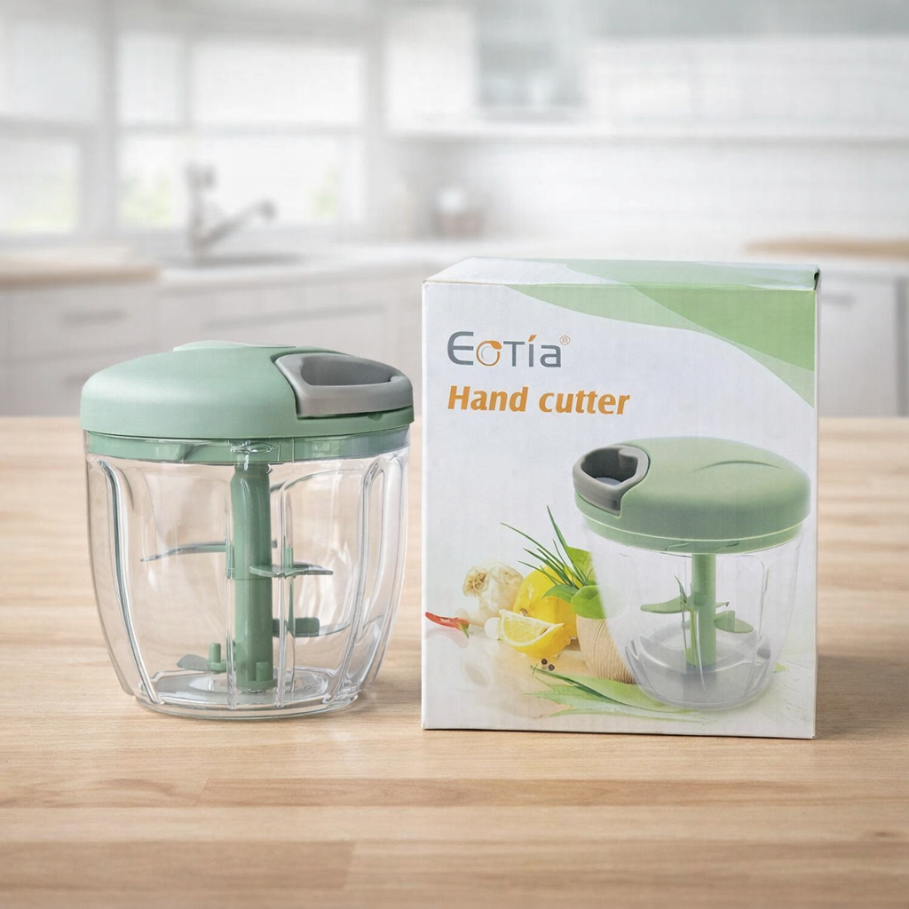 Manual Pull-String Household Vegetable Cutter & Meat Chopper – Multi-Function Hand - 3 Blade