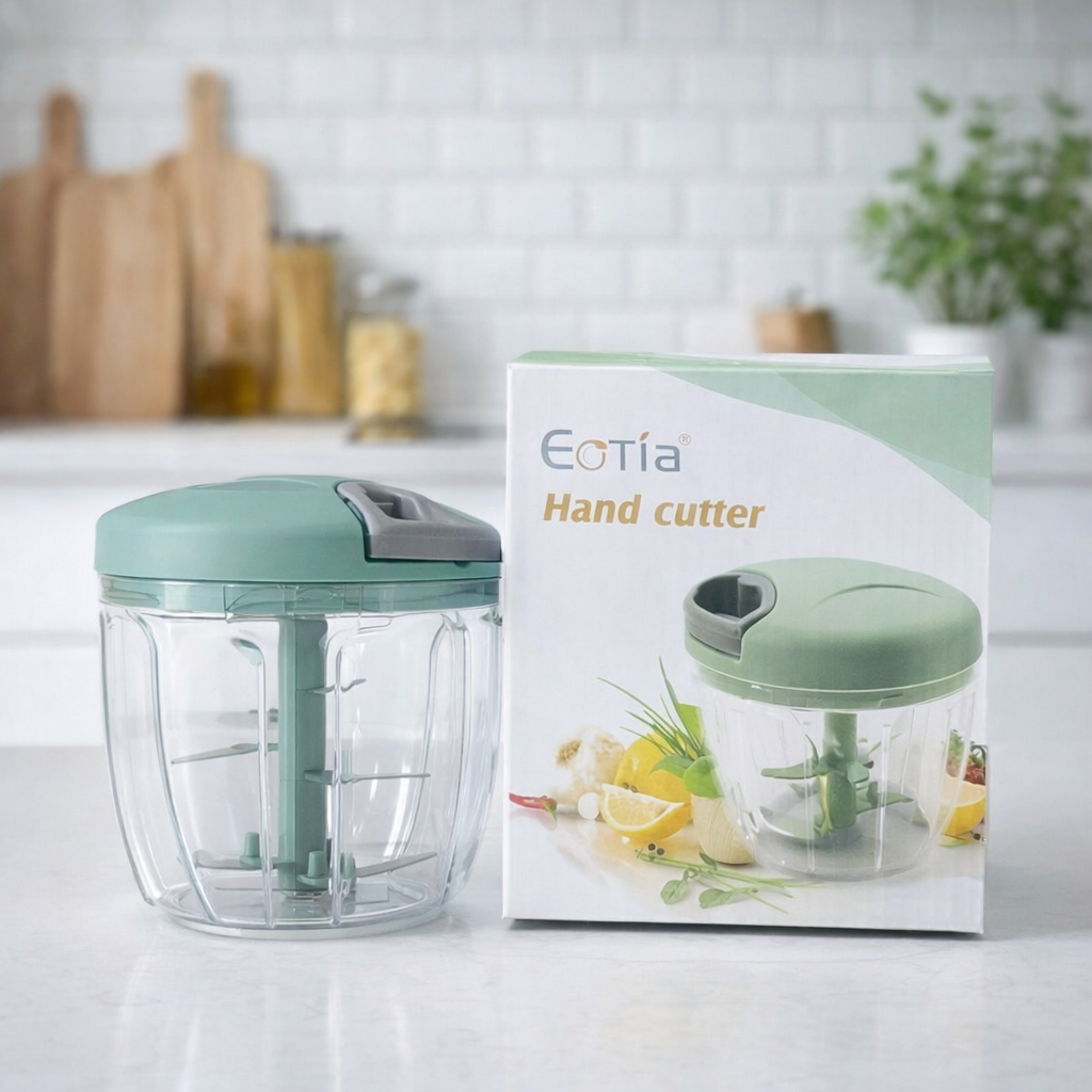 Manual Pull-String Household Vegetable Cutter & Meat Chopper – Multi-Function Hand - 3 Blade
